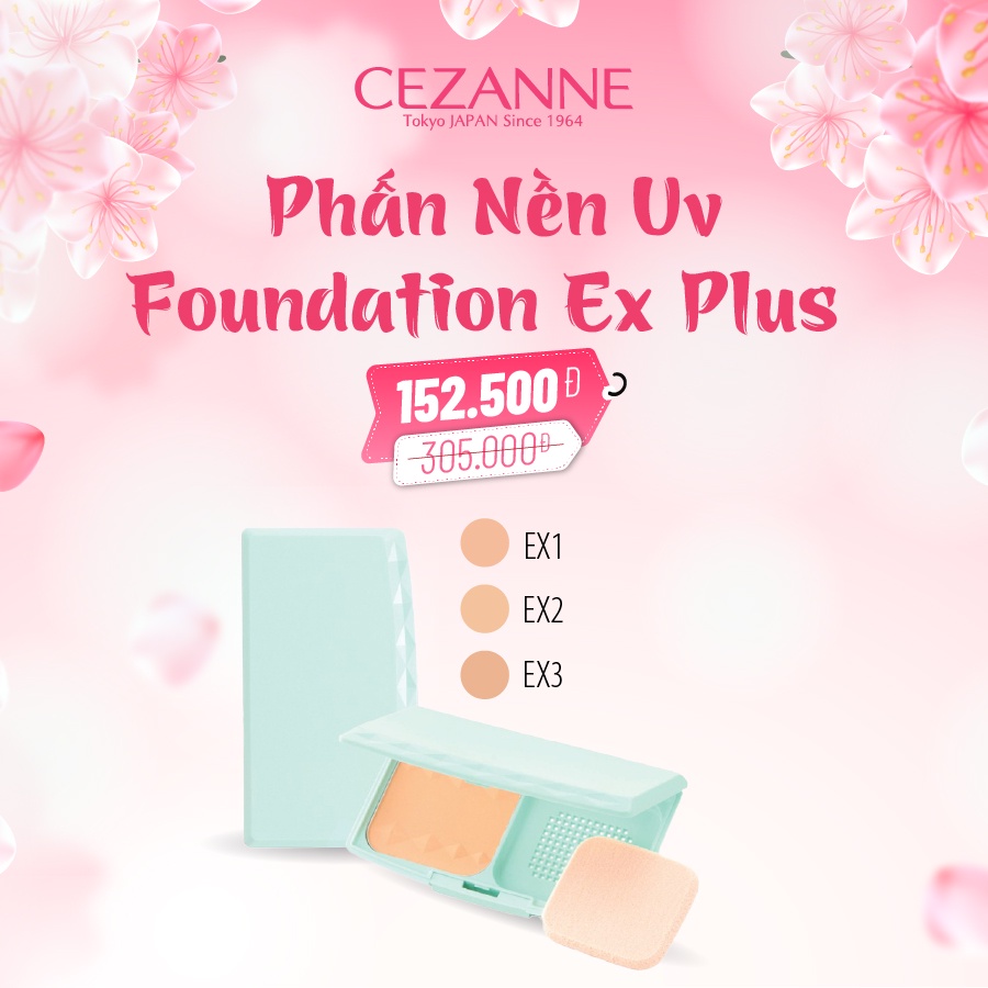 Phấn nền kiềm dầu Cezanne Uv Foundation Ex Plus Nhật Bản SPF 23 PA++ 11g
