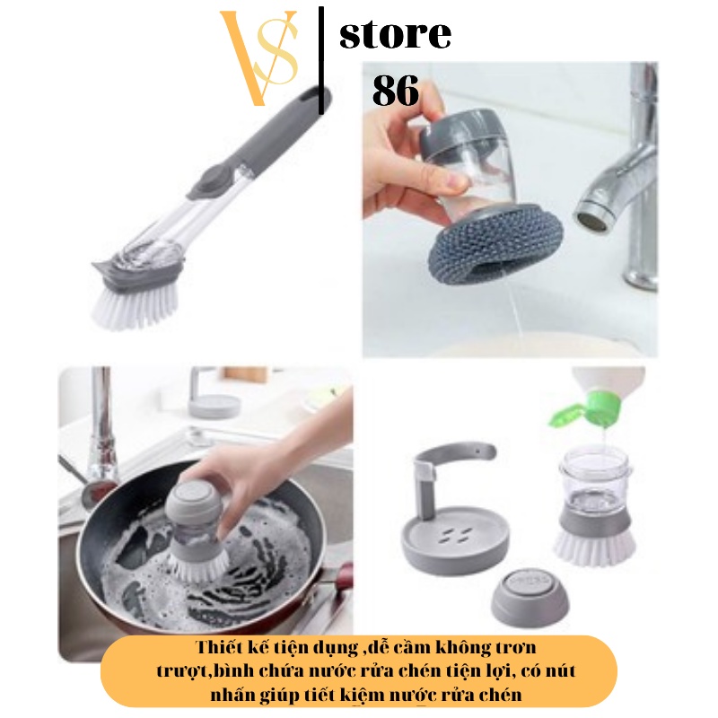 Dụng Cụ Cọ Rửa Đa Năng Cọ Bếp, Cọ Eửa Bát Đĩa Có Bình Chứa Tiện Lợi Cực HOT