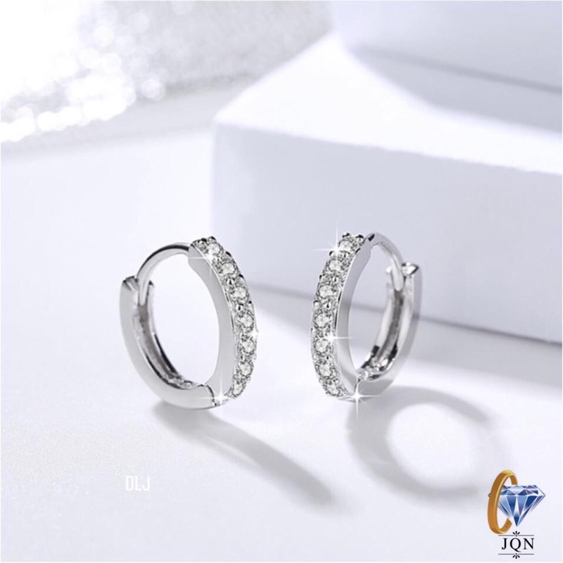 Khuyên Tai Tròn JQN Bông Tai Bạc Mẫu Mới cực đẹp T18