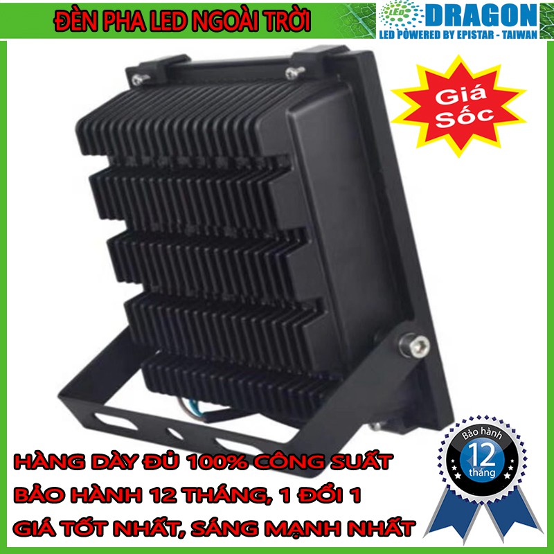 Đèn pha led DRAGON 100W đủ công suất vỏ đen chống nước IP66 chip led COB Epistar Taiwan