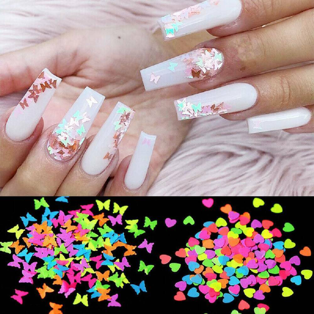 (Hàng Mới Về) Hộp Kim Tuyến Neon 3d Trang Trí Móng Tay Lấp Lánh Huỳnh Quang