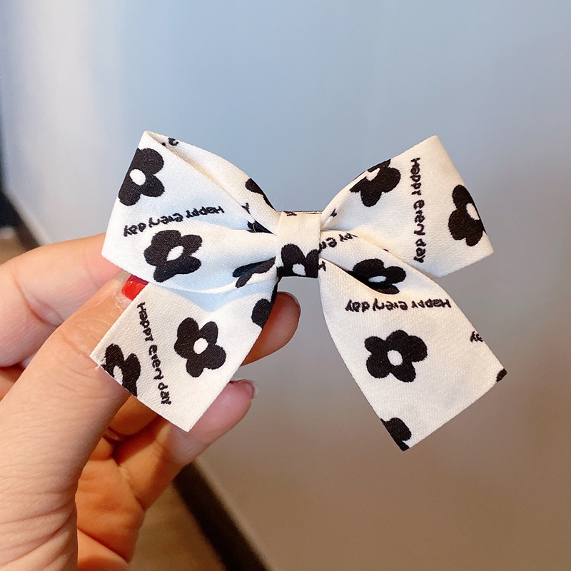 Kẹp Tóc Nơ In Họa Tiết Hoa Phong Cách Hàn Quốc Thời Trang Xinh Xắn Cho Bé Gái