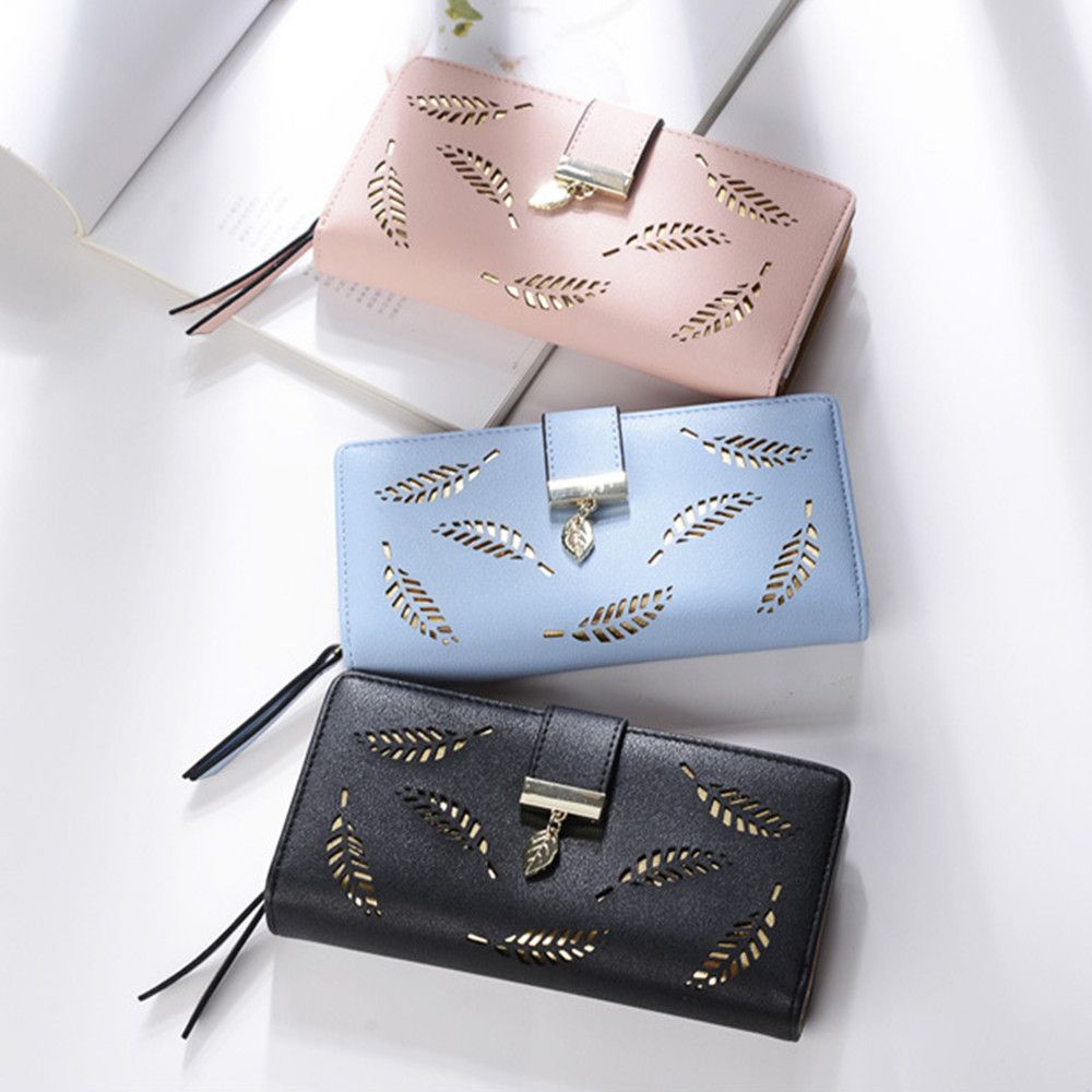 Ví da cầm tay dáng dài có khóa kéo nhiều màu sắc tùy chọn đa năng thời trang dành cho nữ