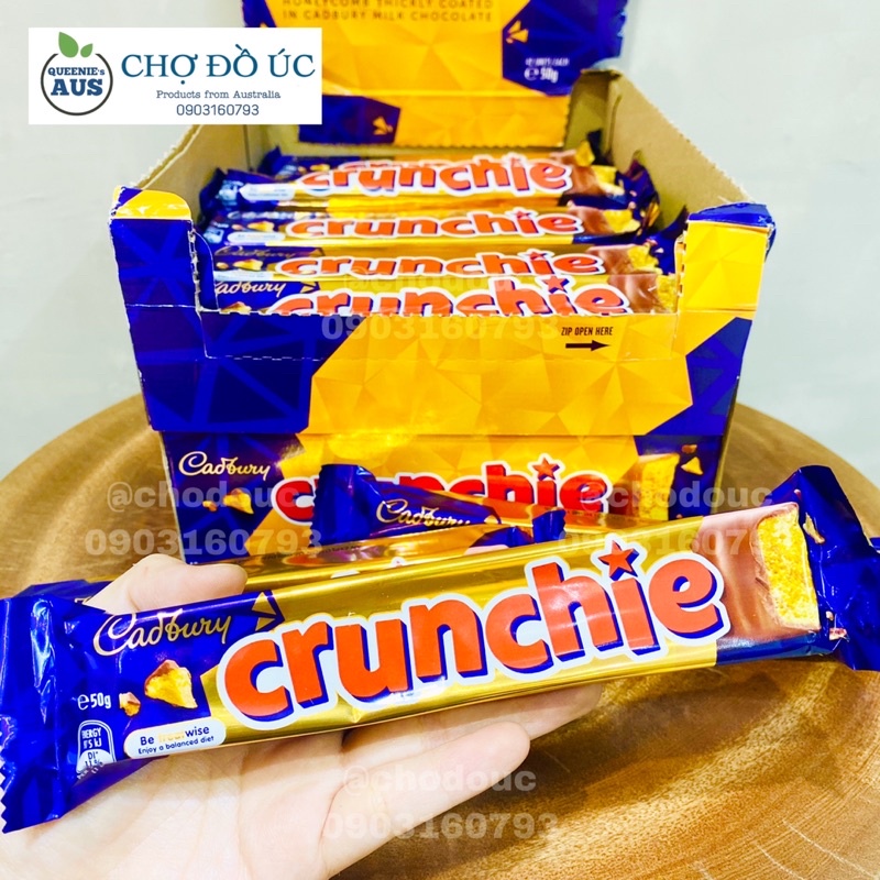Chocolate nhân kẹo bơ tổ ong giòn CADBURY Crunchie túi 12 thanh 180g - nhập Úc 🇦🇺