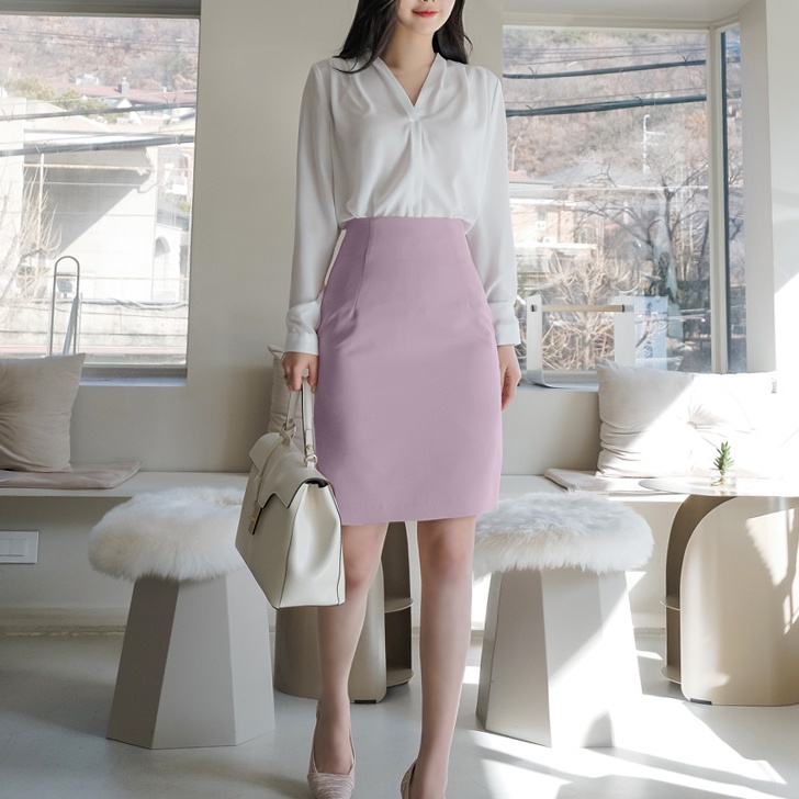 Chân váy công sở Hàn Quốc KRfashion SK2103 màu Hot tím Hồng Cao Cấp bút chì midi- Váy Cạp cao, có lớp lót trong | BigBuy360 - bigbuy360.vn