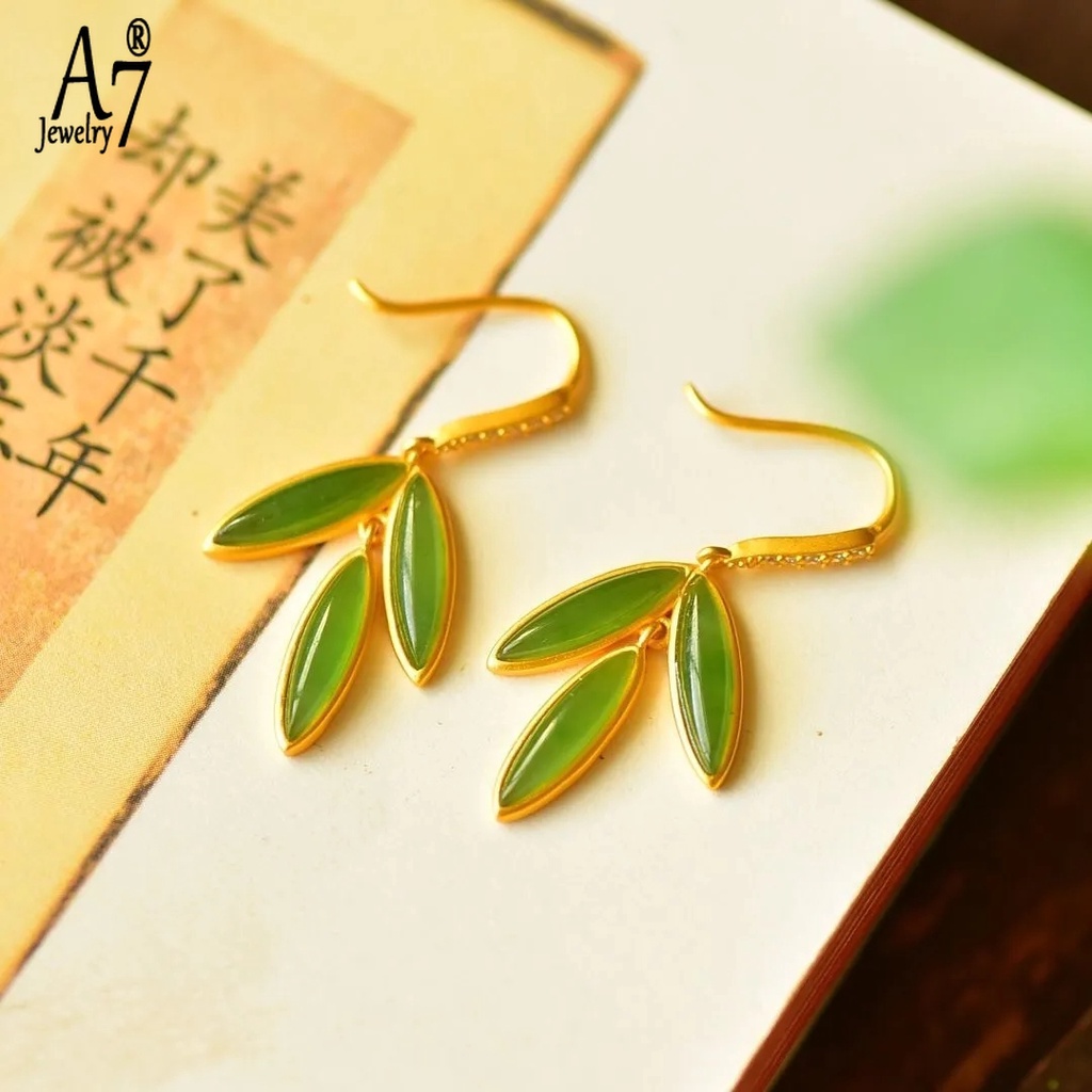 Bông Tai Mạ Bạc 925 Hình Cỏ Ba Lá Đính Đá Xinh Xắn Thời Trang