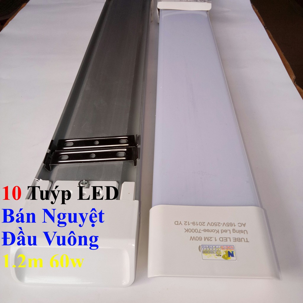 10 Tuýp LED Bán Nguyệt Đầu Vuông 1.2m 60w Siêu Sáng Tiết Kiệm Điện Năng