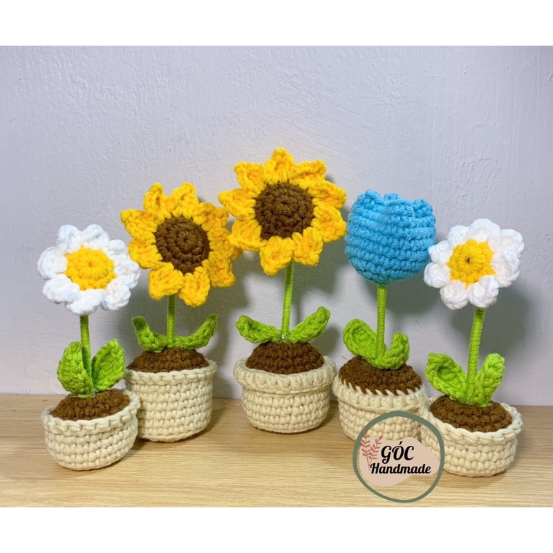 Chậu hoa mini bằng len