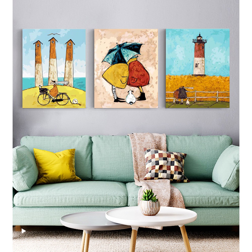 Tranh tô màu theo số sơn dầu số hóa Smile FMFP Đôi tình nhân tranh Sam Toft T41234