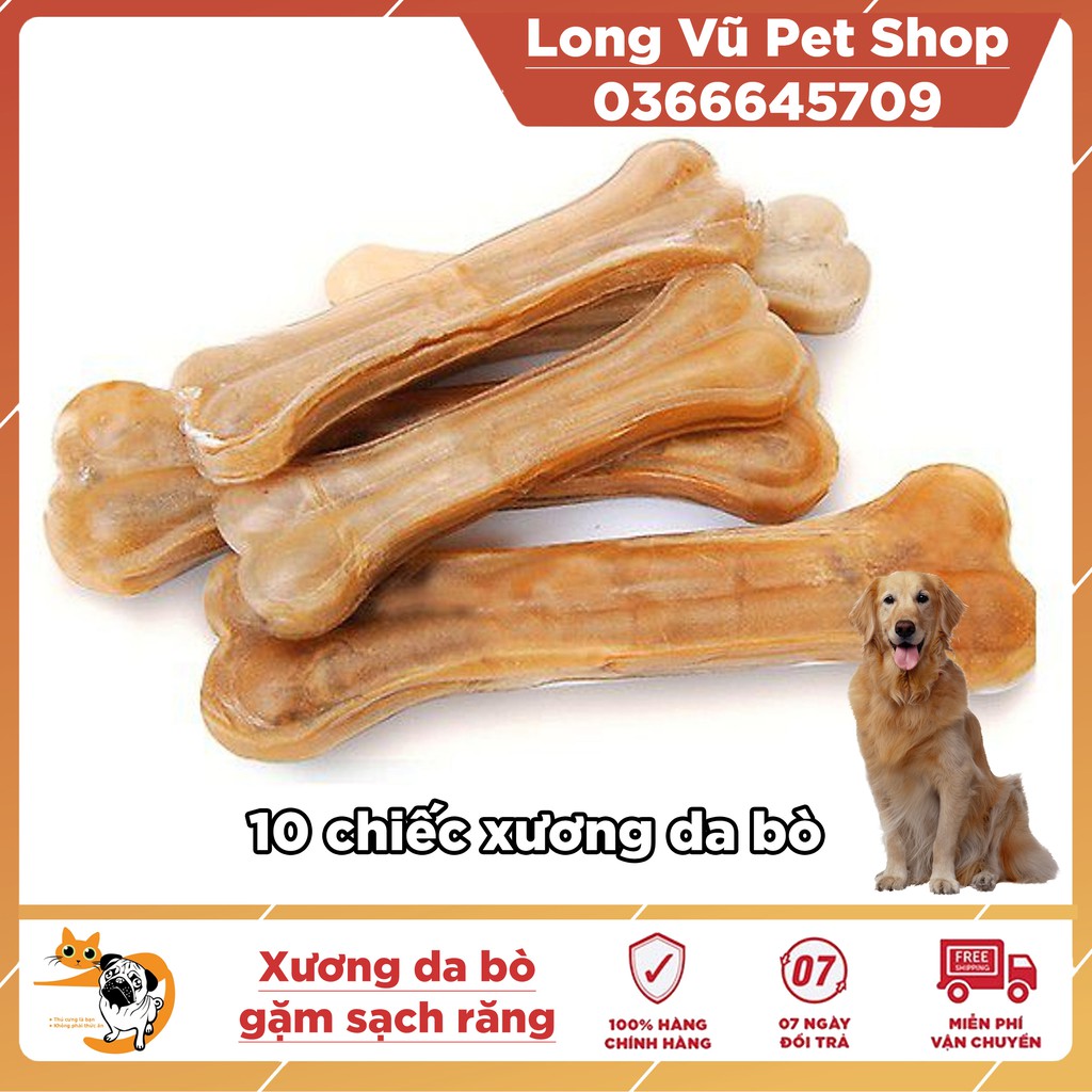 BỘ 10 XƯƠNG DA BÒ GẶM SẠCH RĂNG CHO THÚ CƯNG (5CM) ĐỒ ĂN THÚ CƯNG