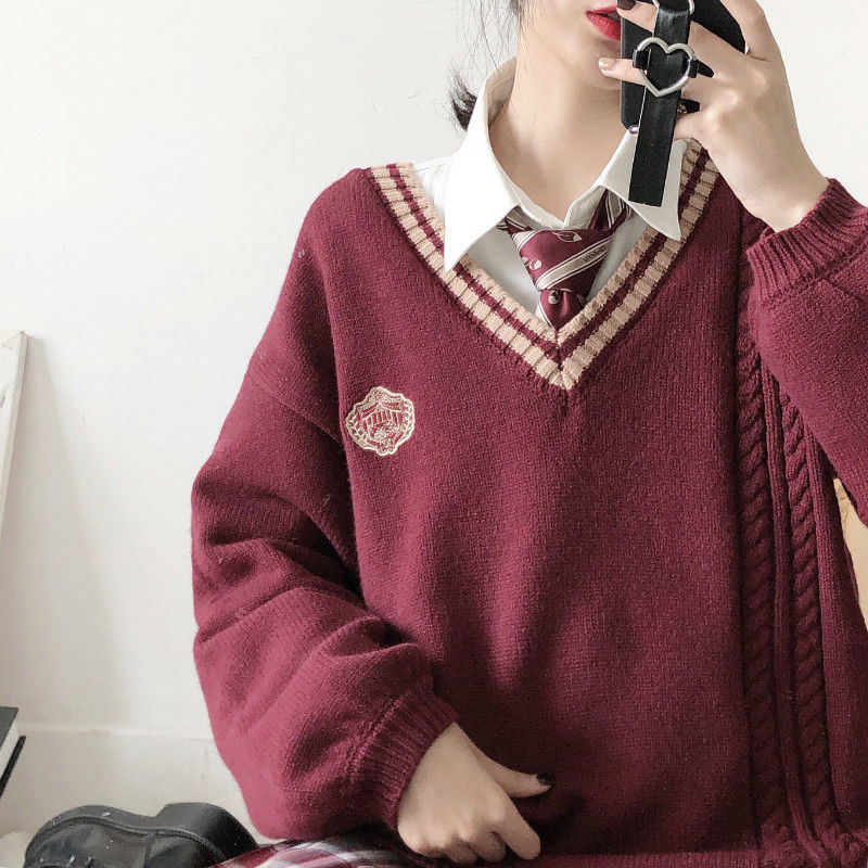 Áo Khoác Len Không Tay Cổ Chữ V Thêu Hình Thời Trang Hàn Quốc | BigBuy360 - bigbuy360.vn