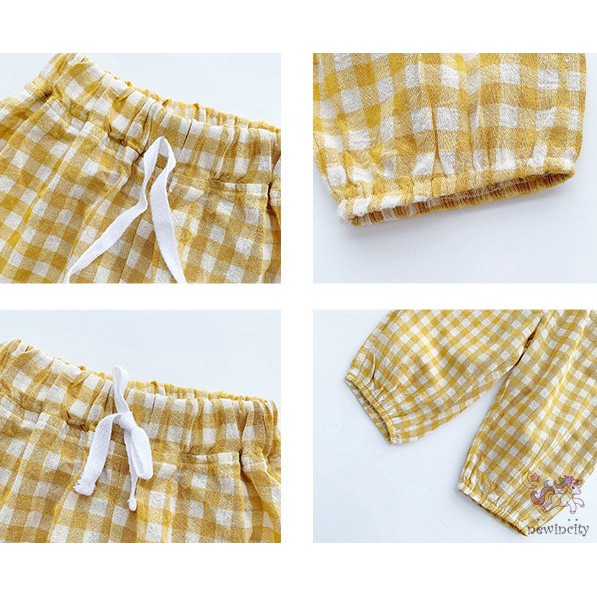 Quần dài chống muỗi họa tiết sọc caro phong cách Hàn Quốc cho bé