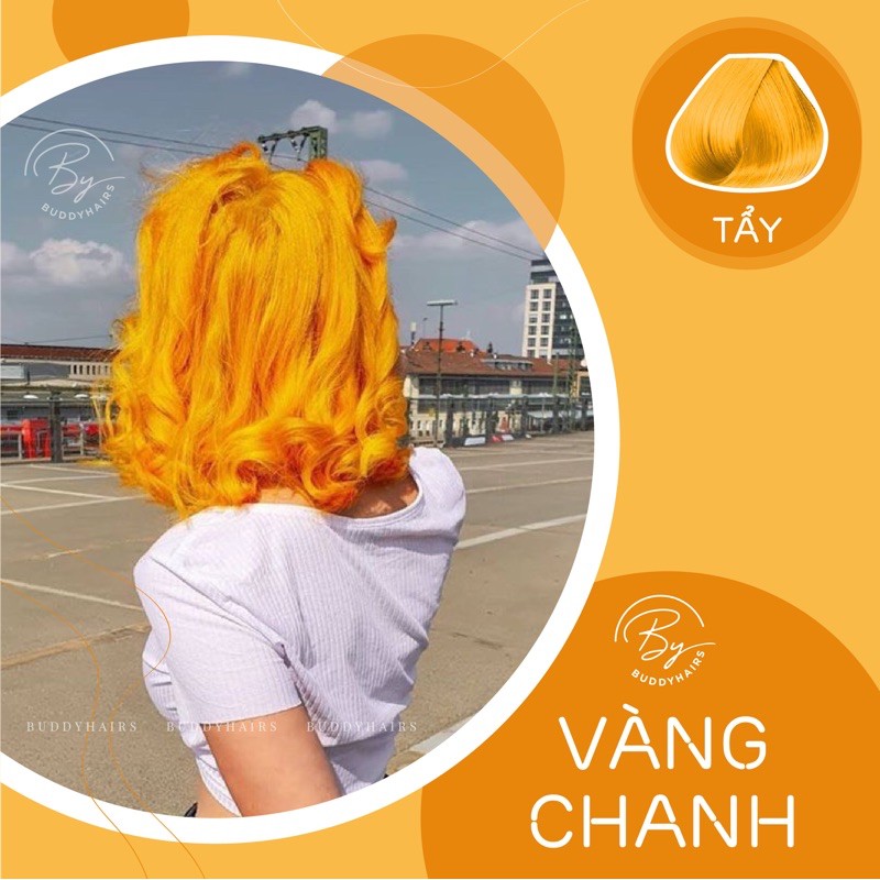 Thuốc nhuộm tóc màu Vàng chanh lên màu từ nền nâu