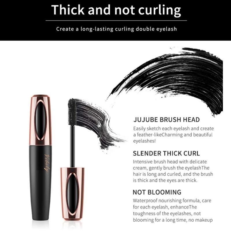 Mascara Sợi Tơ 4D Màu Đen Kháng Nước Chống Mồ Hôi Lâu Trôi Nhanh Khô Chuốt Mi Cong Vút Và Dày Hơn