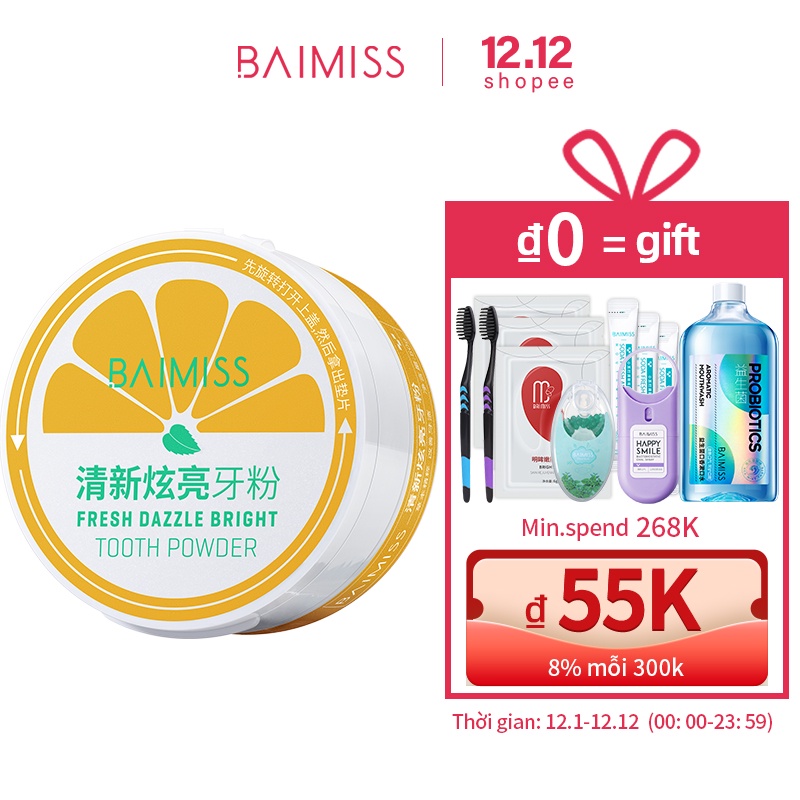 Bột đánh răng BAIMISS làm sáng răng 50g