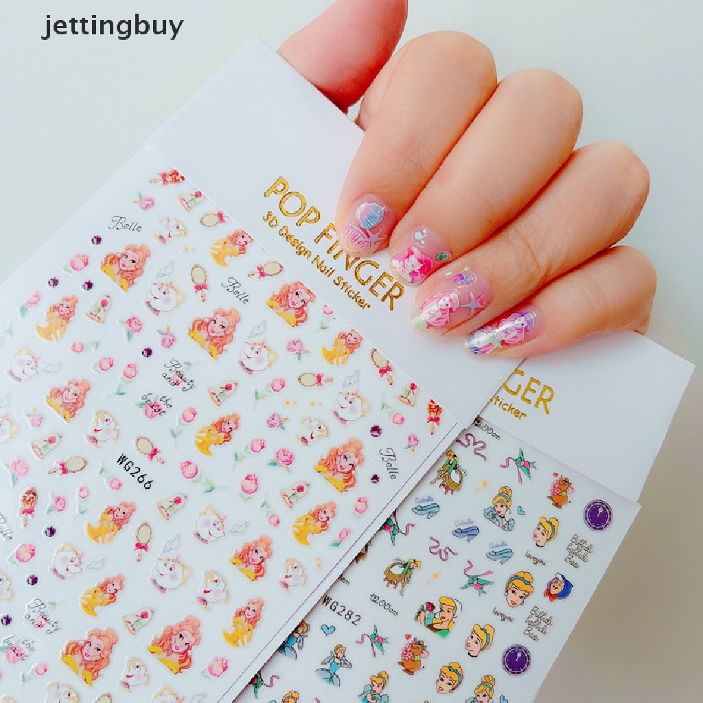 Miếng dán trang trí móng tay JETTING tự dính họa tiết công chúa disney hoạt hình
