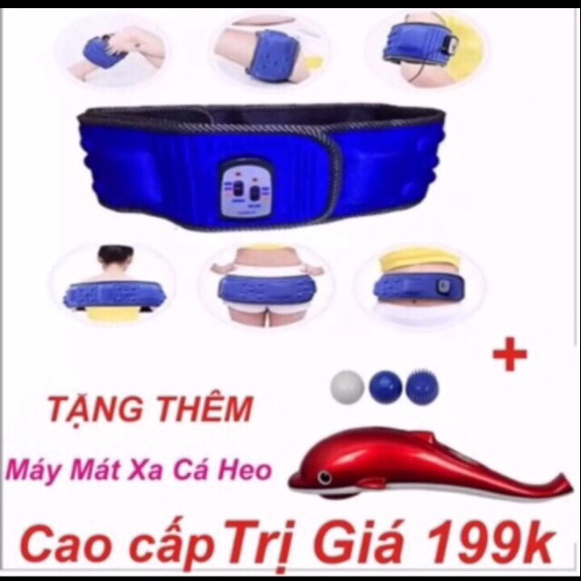 Đai massa đặc trị vùng bụng X5 giảm mõ bụng hiệu quả +Tặng máy masssa cá heo mini
