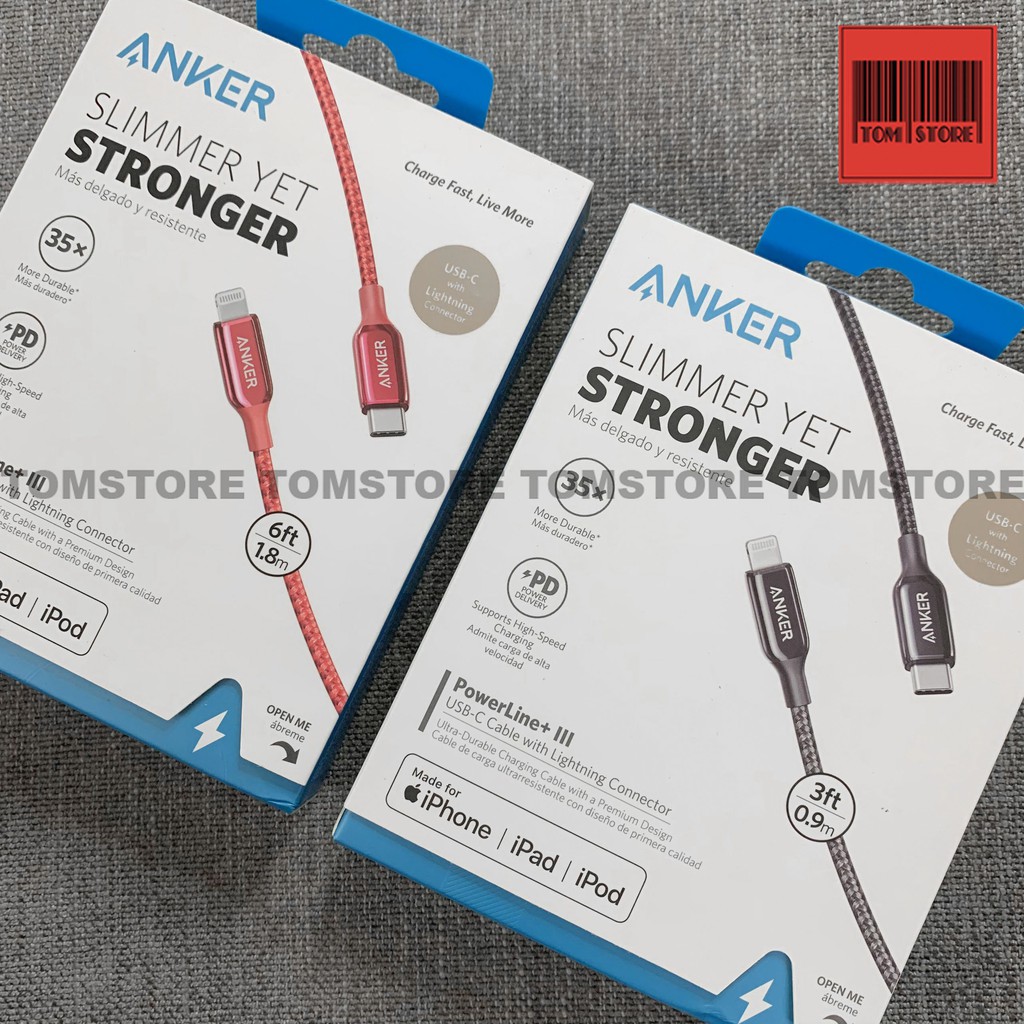 Cáp Anker Powerline+ III USB C to lightning A8842(0.9m)/ A8843(1.8m) sạc nhanh 18w chuẩn MFI hỗ trợ truyền dữ liệu