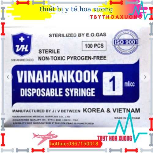 BƠM TIÊM VINAHANKOOK 10ML CC HỘP 100 CHIẾC[thietbiytehoaxuong]