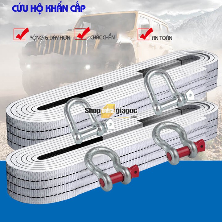 Dây Cáp Dù Chuyên Dụng Cứu Hộ Ô Tô Móc Chữ U 5 Mét
