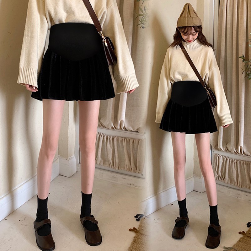 Chân Váy Bầu Xinh CVB61 nhung ngắn CÓ SẴN