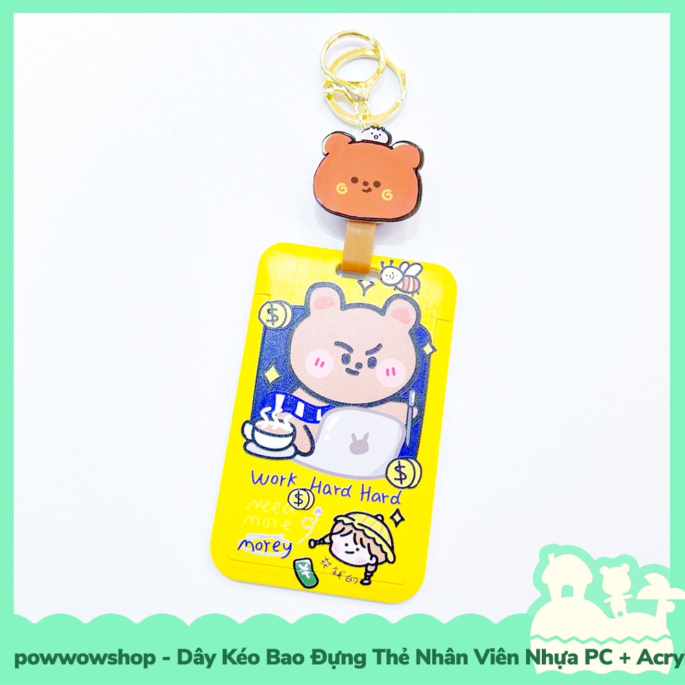 [Sẵn VN - Hỏa Tốc] Dây Kéo Bao Đựng Thẻ Nhân Viên Nhựa PC + Acrylic Mẫu Nhân Vật Hoạt Hình Rabbit Bear Astronaut Space