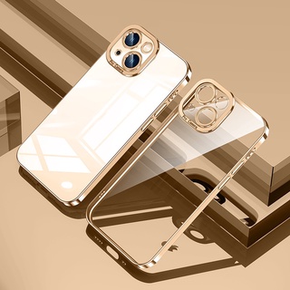 Ốp Điện Thoại Silicon Mềm Trong Suốt Khung Vuông Mạ Viền Sang Trọng Cho IPhone 14 Pro Max 13 11 Pro X XS 14 Max 13 Mini 12 XR 7 8 Plus