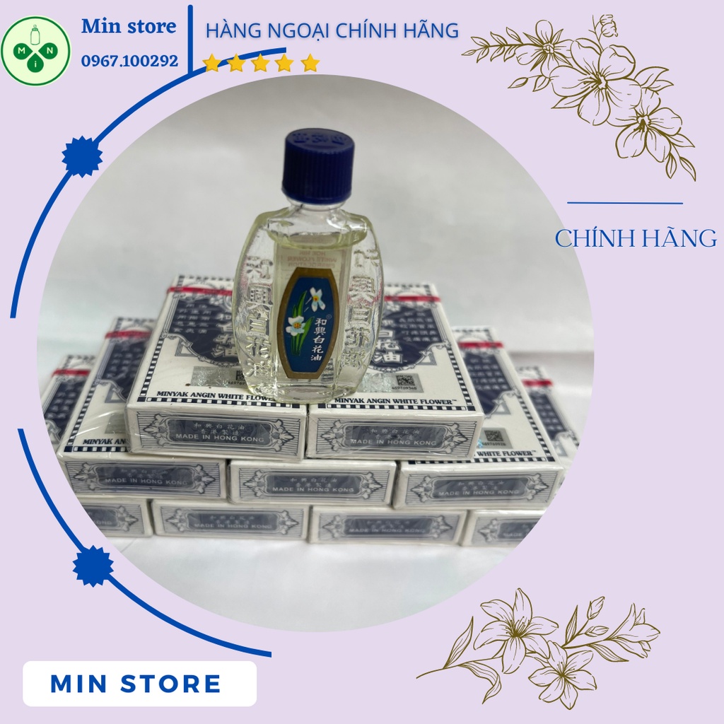 5ml Dầu Gió Trắng Bạch Hoa HONGKONG Chính Hãng Hoe Hin White Flower Embrocation Oil Pak Fah Yeow