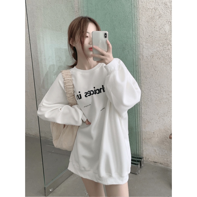 Áo sweater tay dài in chữ thiết kế đơn giản thời trang cho nữ | BigBuy360 - bigbuy360.vn