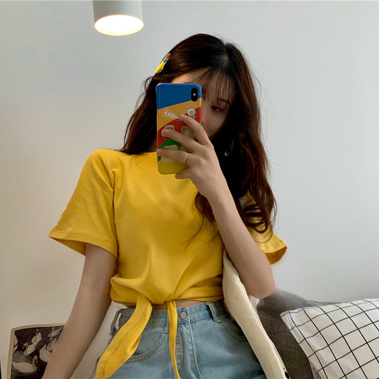 Áo Croptop Ngắn Tay Trơn Màu Xinh Xắn Dành Cho Nữ 2021 | BigBuy360 - bigbuy360.vn