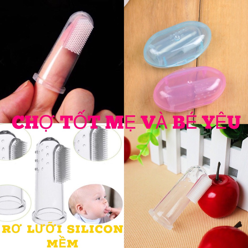 RƠ LƯỠI,TƯA LƯỠI SILICON MỀM CHO BÉ (Rơ lưỡi silicon xỏ ngón có hộp cho bé thay thế bàn chải đánh răng)