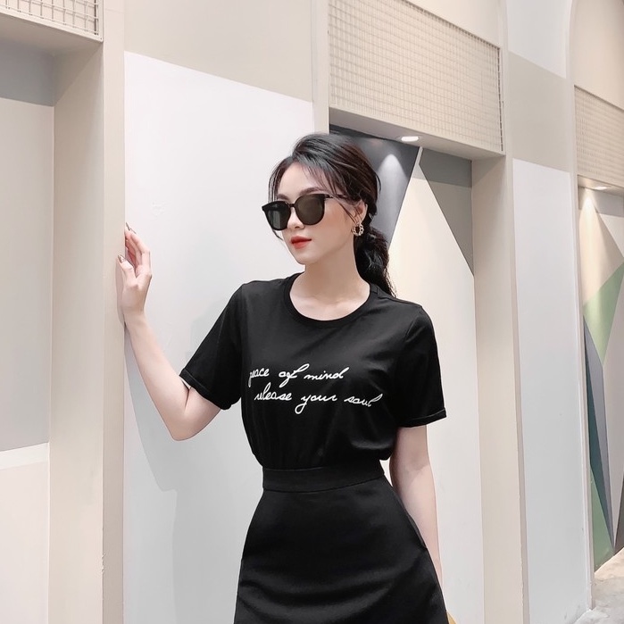 Áo thun nữ cộc tay cổ tròn dáng suông in chữ Homieyl cao cấp, áo phông nữ cotton thoáng mát chất vải đẹp