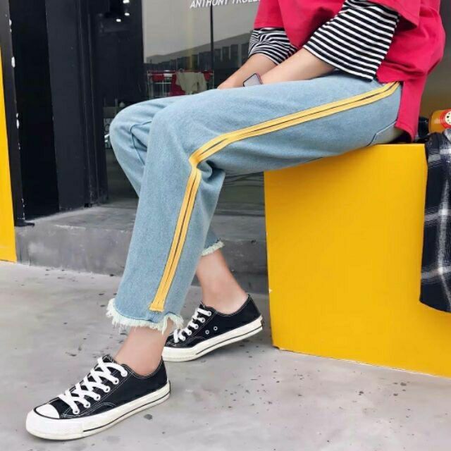 Hàng Sẵn_Quần baggy kẻ sọc form dáng rộng phong cách Hàn