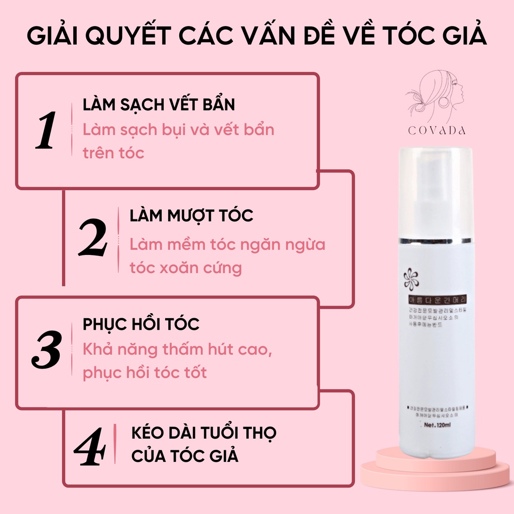 Xịt dưỡng tóc giả COVADA giúp giữ chuẩn dáng mềm mượt như mới TG27