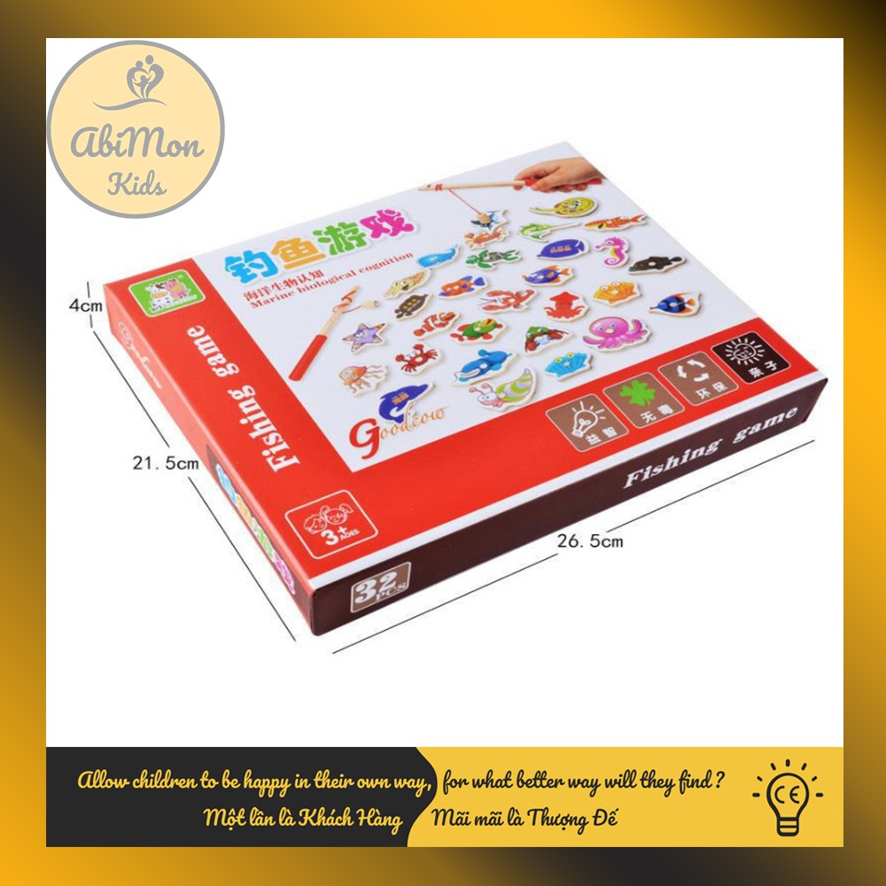 Bộ Câu Cá Nam Châm Bằng Gỗ Cho Bé ☘️ Montessori cao cấp ✨ (Đồ chơi Gỗ - Đồ chơi Giáo Dục - An toàn - Thông minh)