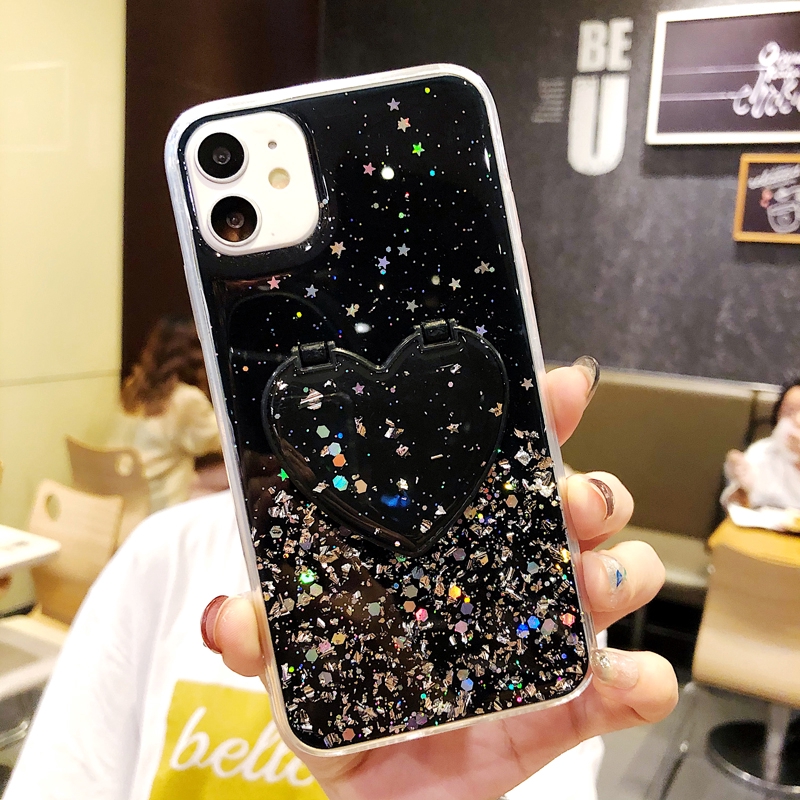 Ốp Lưng Tráng Gương Họa Tiết Trái Tim Xinh Xắn Cho Oppo A5S A3S A12 A12 A92 A7 A91 A31 A9 A5 A37 A83 F3 F5 A57 A77 F1S R9S F9 F11 F3Plus Realme X C1 2pro C3 5