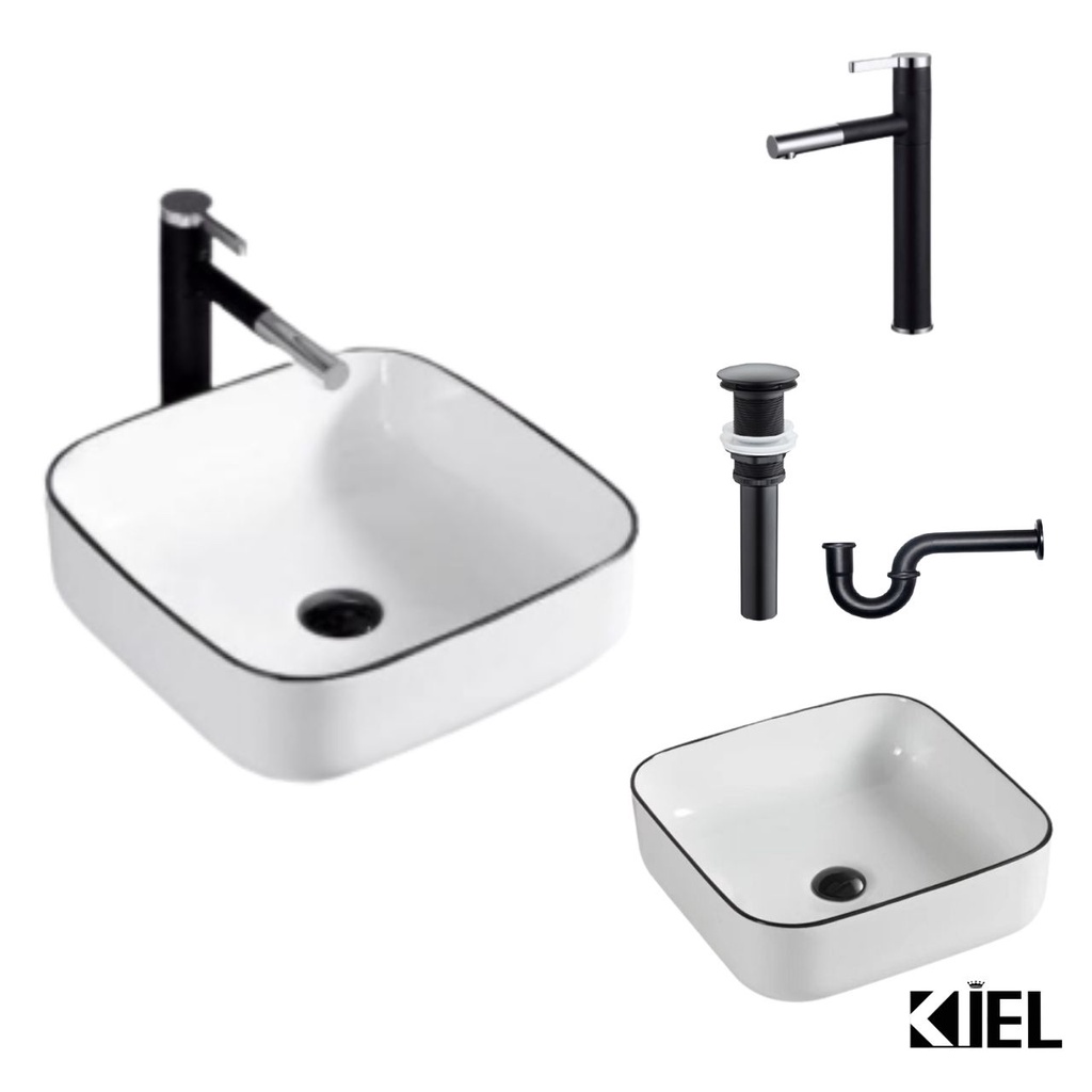 Chậu rửa mặt lavabo chữ nhật đặt bàn vòi cắm bàn đá TAM HIỆP STORE chính hãng bảo hành 10 năm