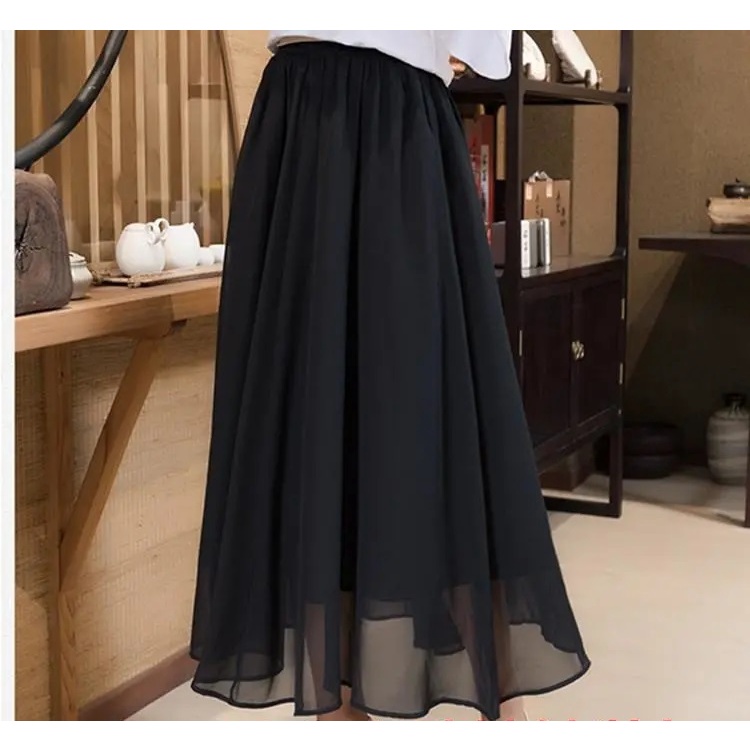 【65-150KG】 Chân Váy Chữ A Eo Cao Dáng Rộng Vải Voan C9221
