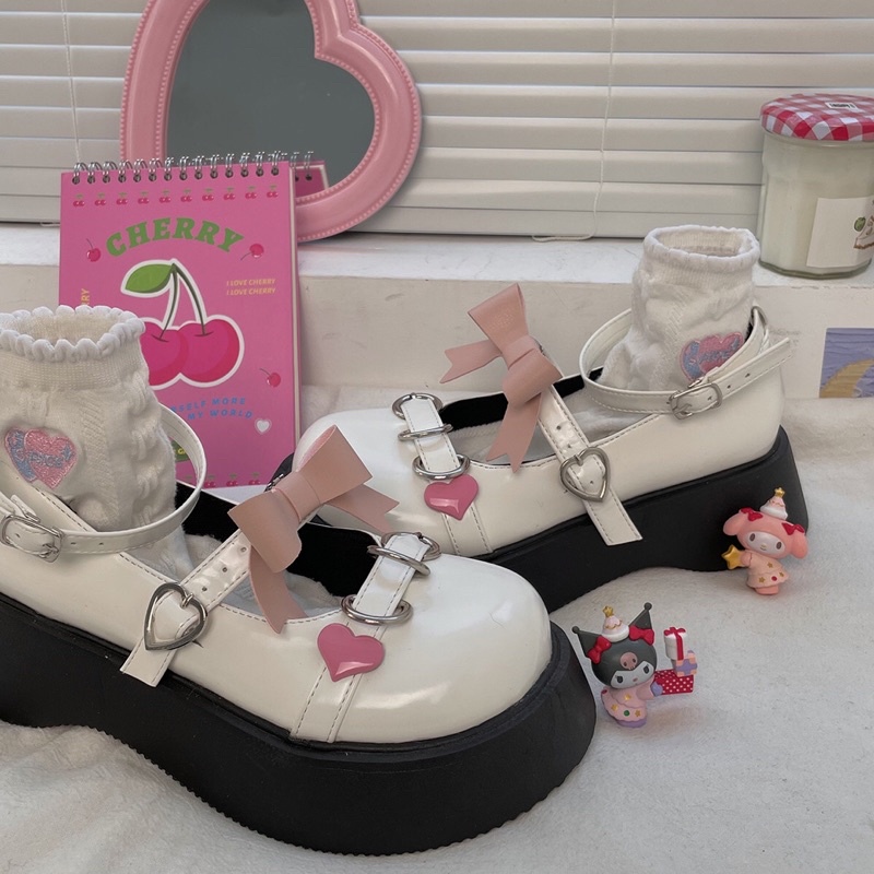 Giày lolita nữ độn đế cao,Giày da ulzzang nữ phong cách Hàn Quốc LT49