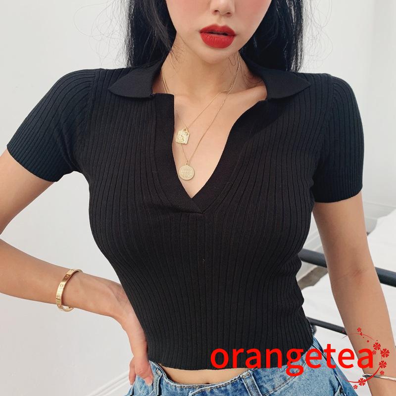 Áo Thun Tay Ngắn Cổ Chữ V Thời Trang Cho Nữ