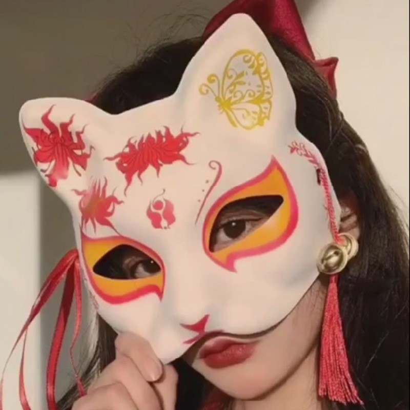 Mặt Nạ Hóa Trang Hình Cáo Độc Đáo-Mặt nạ vẽ mèo phong cách Nhật Bản độc đáo