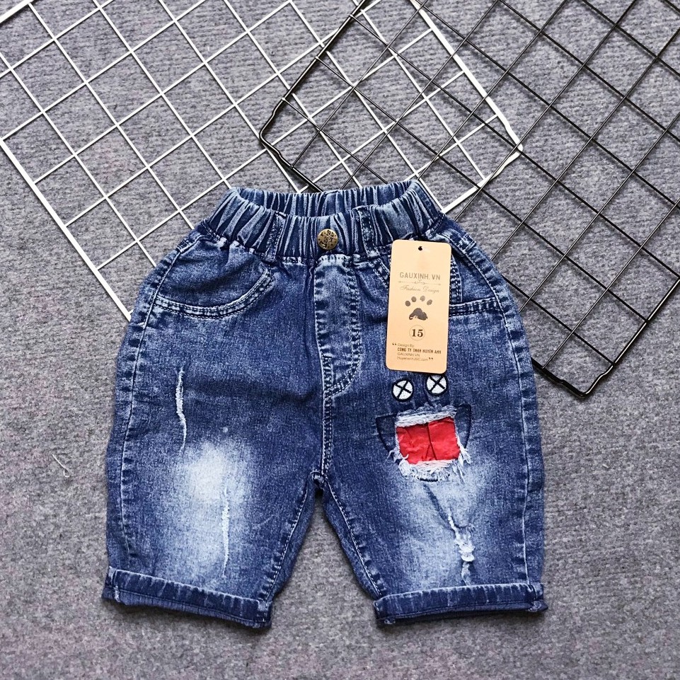 Quần Short Jean Năng Động Dành Cho Bé Trai Từ 10-16kg [Q07-2021] - Babimama