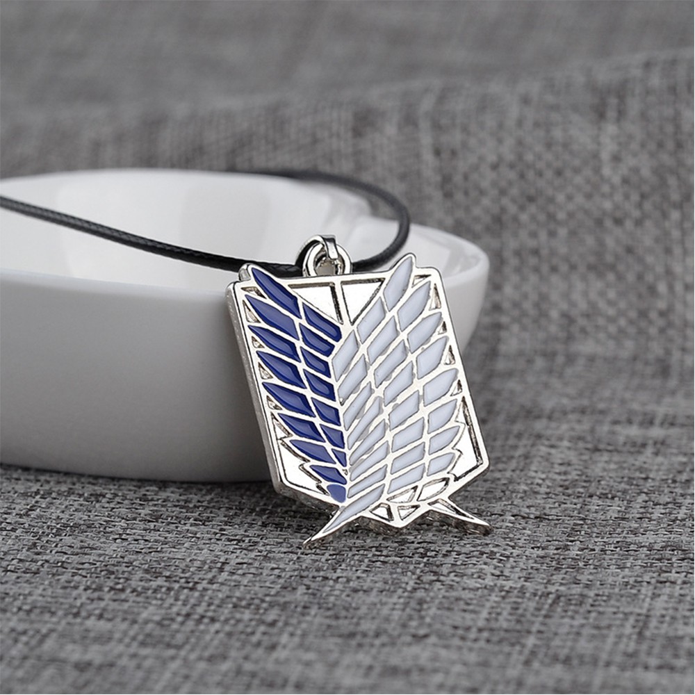 ALLGOODS Cartoon Anime Attack on Titan Necklaces Metal Cosplay Jewelry Giant Survey Corps Necklaces Wings Of Liberty PU Leather Chain Recon Corp Badge Freedom Unisex Wings Pendant Necklaces/Multicolor