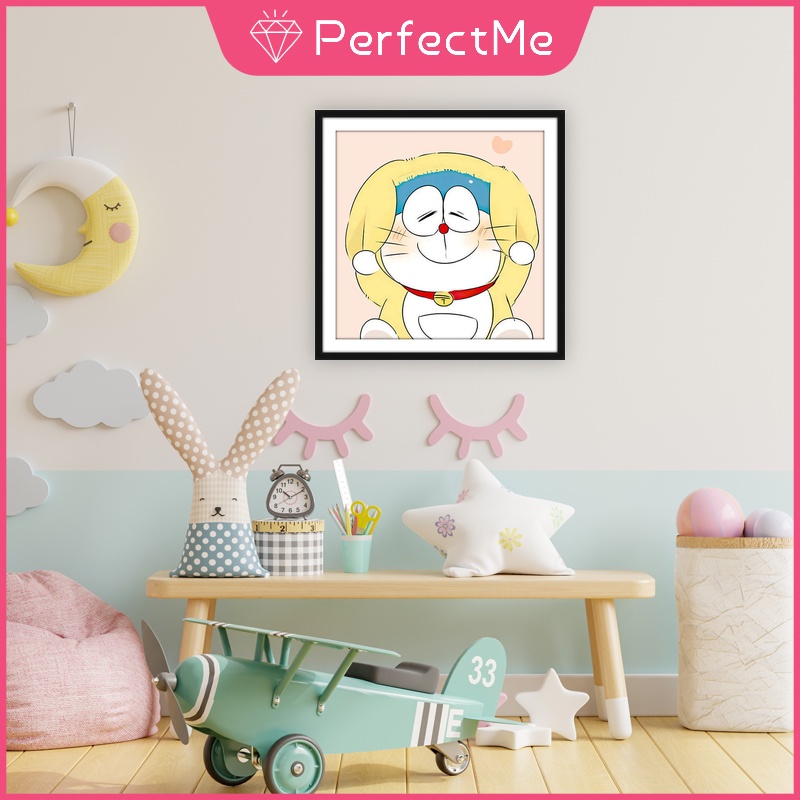 (Hàng Có Sẵn) Bộ 1 Tranh Đính Đá Tự Làm Hình Doraemon Trang Trí Nhà Cửa 30 X 30Cm