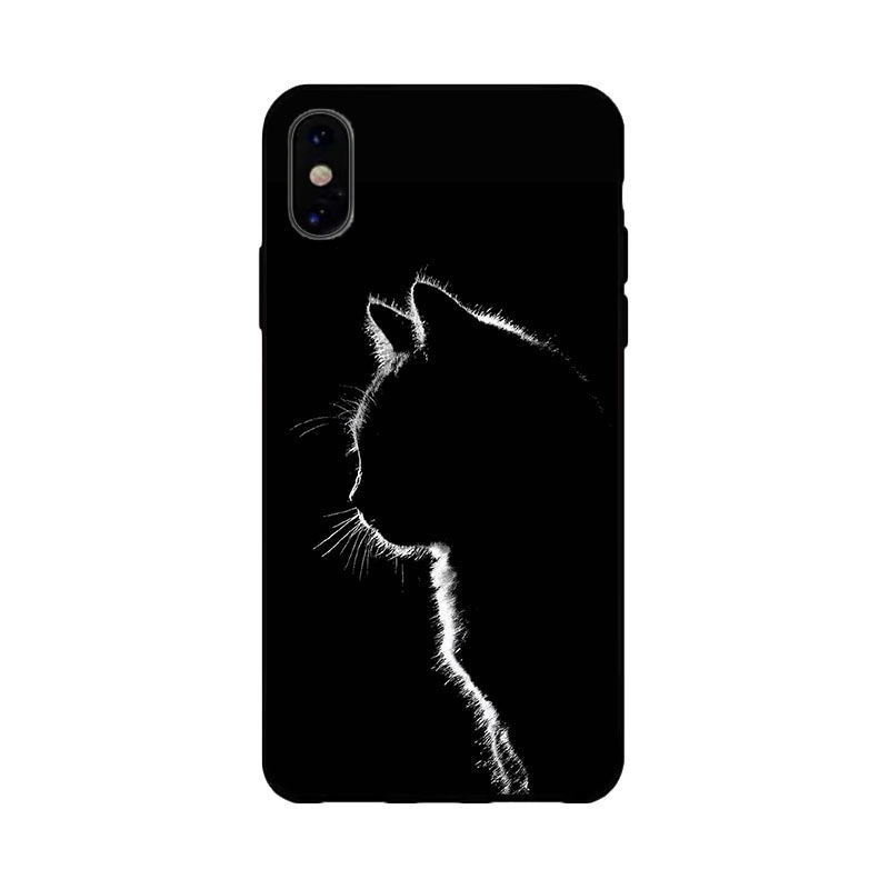 Ốp Điện Thoại Chống Sốc In Hình Mèo Trắng Đen Cho Iphone 13 Pro 11 Pro Max Xr 6s 7 8 Plus 12 Mini 14 Pro Xs Max