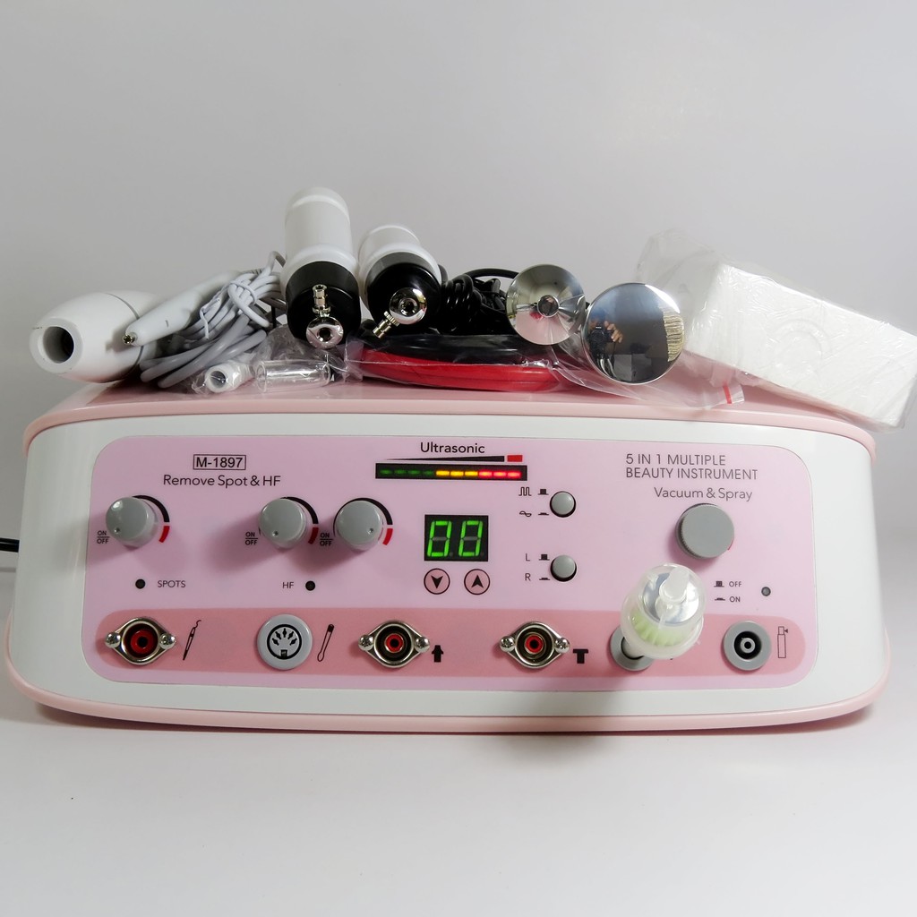 MÁY 5 IN 1 SPA M-1897, Máy chăm sóc da đa năng - Phun sương, hút mụn, thải chì, điện tím, đốt nốt ruồi (Có BH, Loại 1)