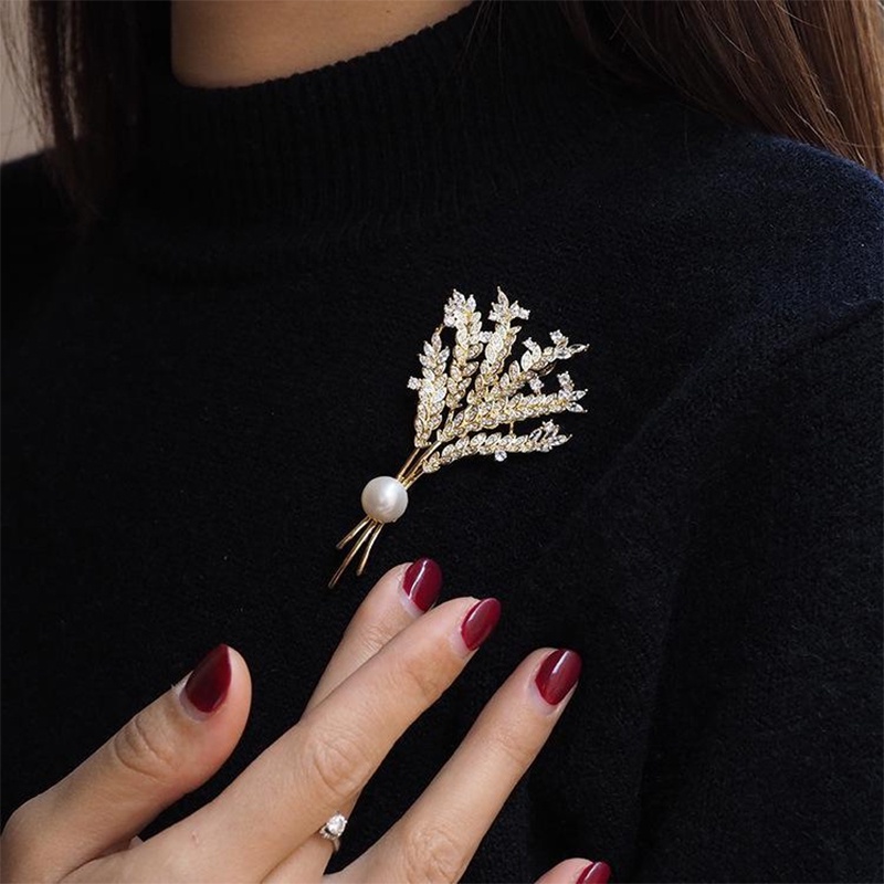 Ghim Cài Áo Hình Cây Đính Đá Và Ngọc Trai Nhân Tạo Thời Trang