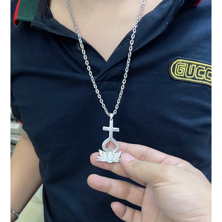 Sỉ dây chuyền thiên tâm titan cao cấp đế hoa sen siêu đẹp, bền màu - Đem lại bình an may mắn cho người đeo