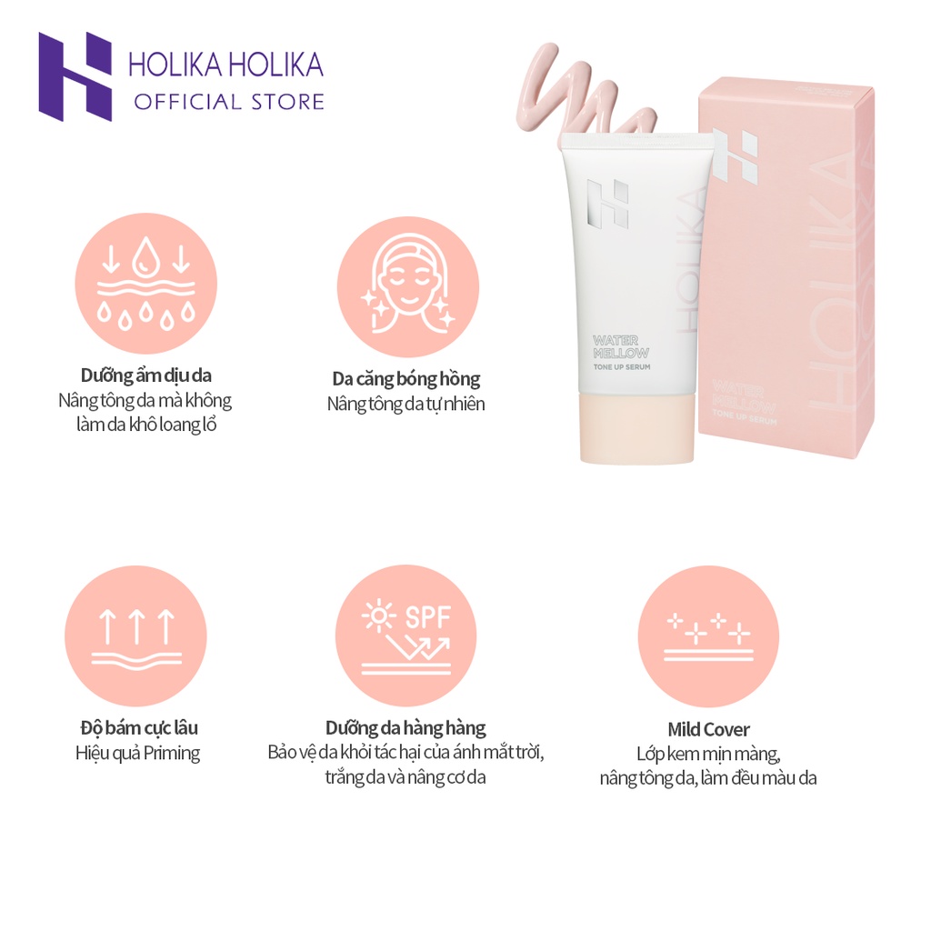 Kem chống nắng nâng tông trắng da Holika Holika WATER MELLOW TONE UP Cream SPF30+ PA+++ 60ml