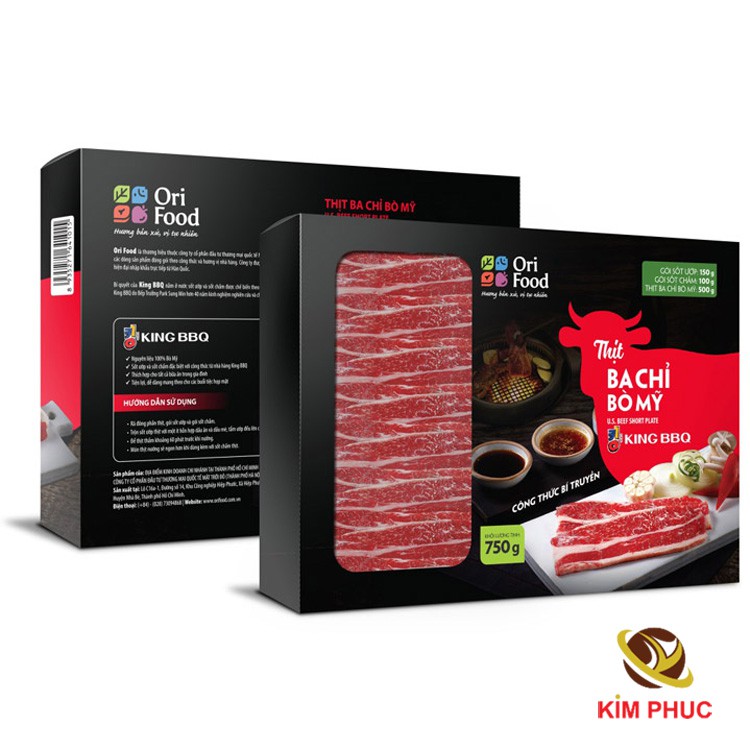 Thịt ba chỉ bò Mỹ nướng & sốt King BBQ OriFood - 750gr